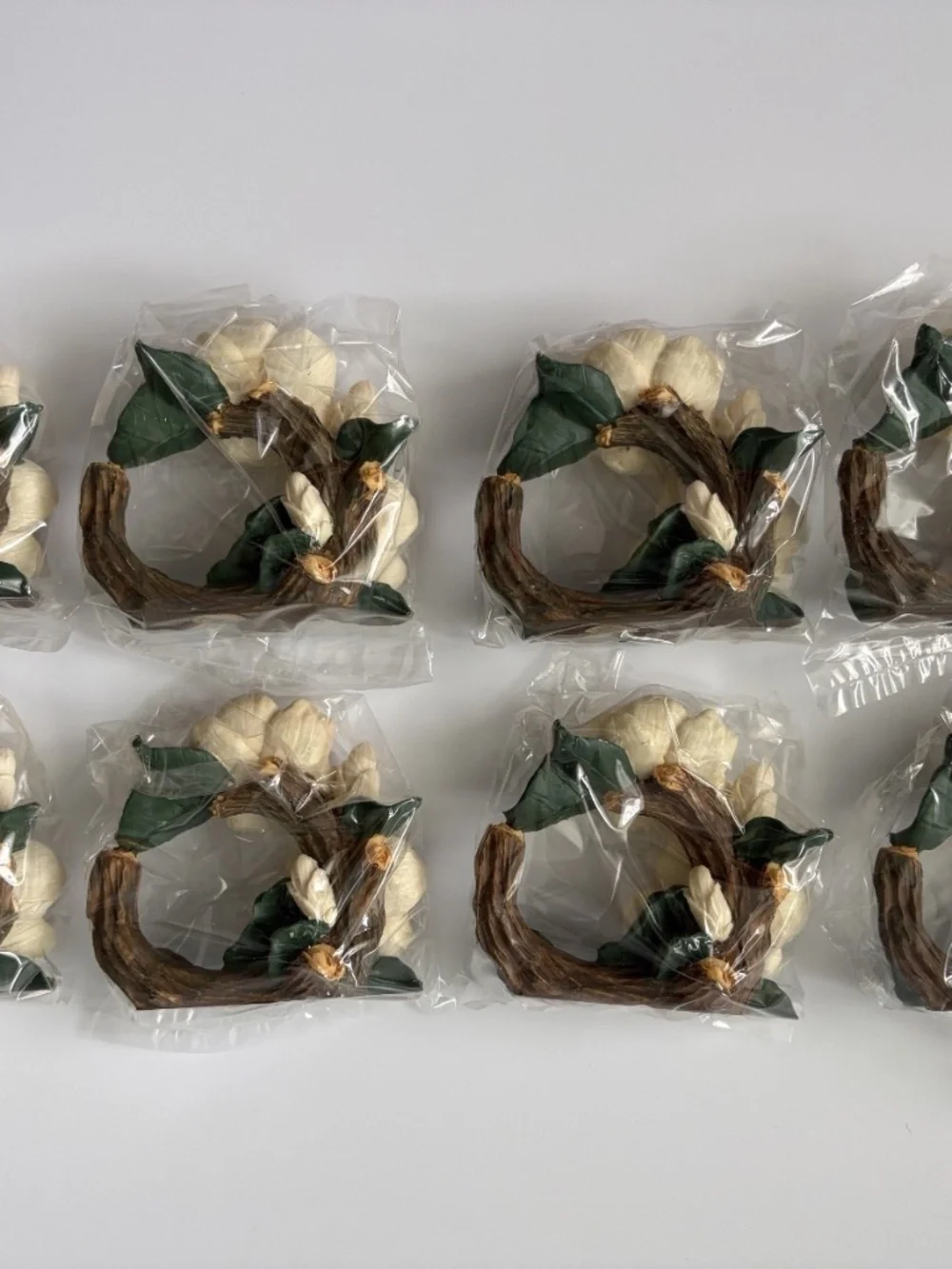 Set of 8 Magnolia Napkin Rings | Farmhouse Table Decor